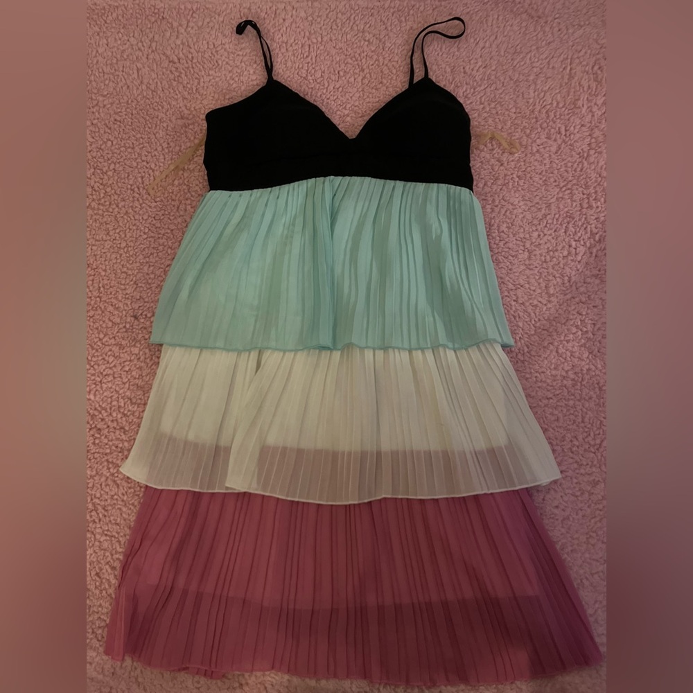 Johnny Martin Black, Mint, White, and Pink Layered Kids Dress